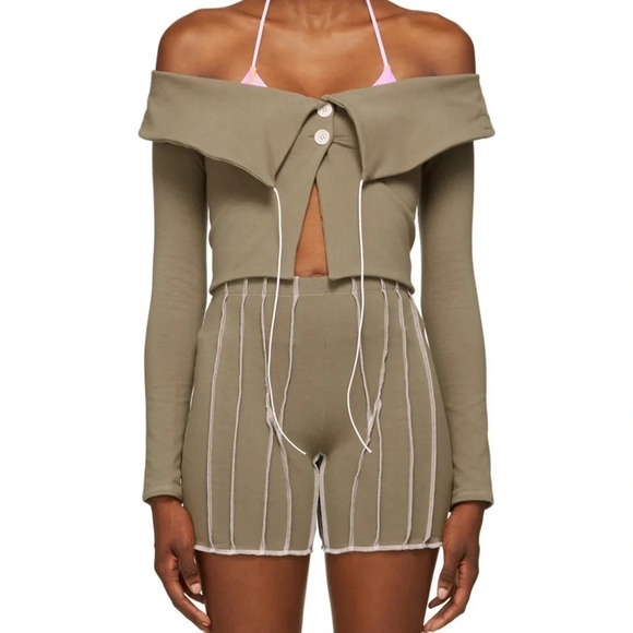 SSENSE Helenamanzano • Beige Shawl Cardigan - Picture 1 of 11